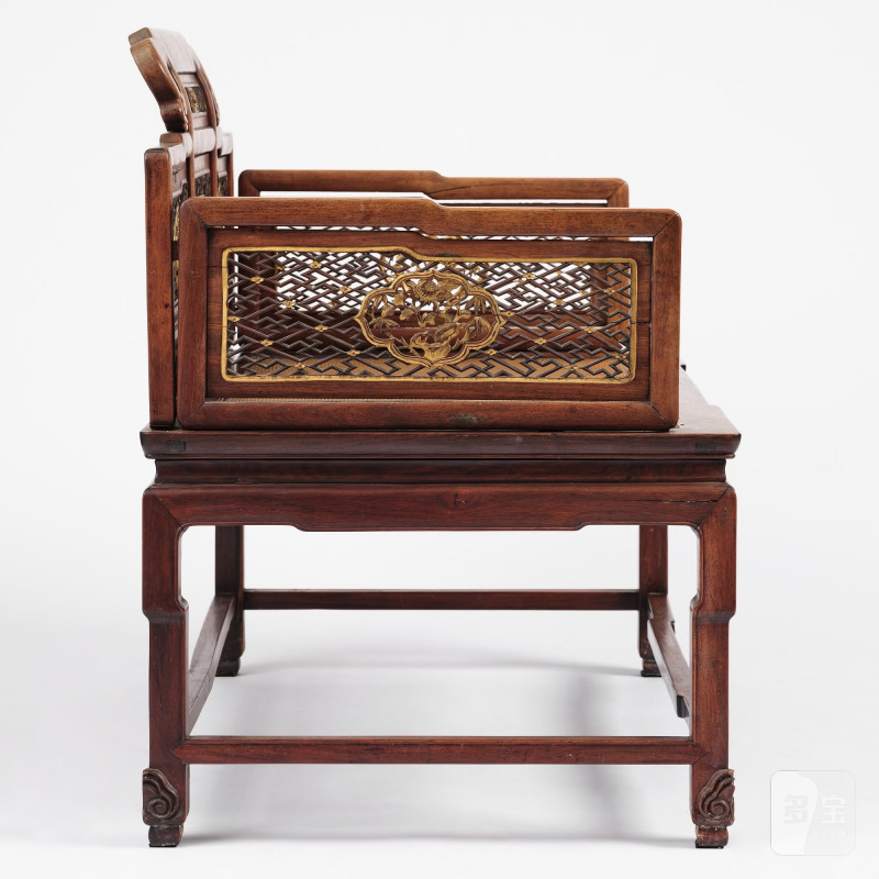 A Chinese hardwood throne chair/day bed, - 图5